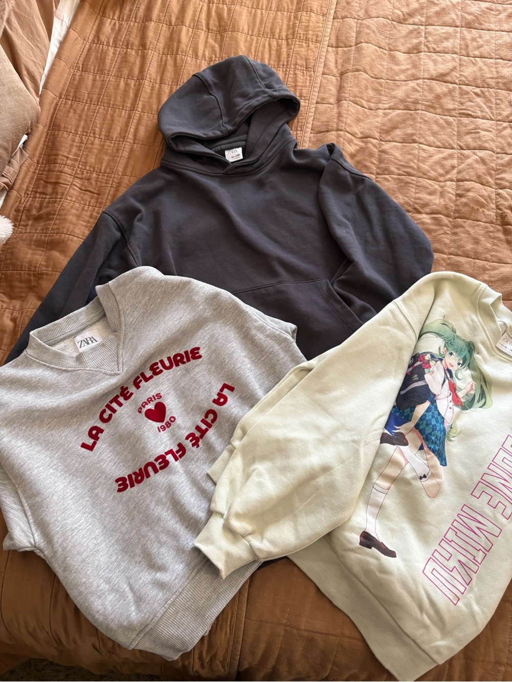 Zara bundle 1 hoodie gray and 2 sweater gray green Kids